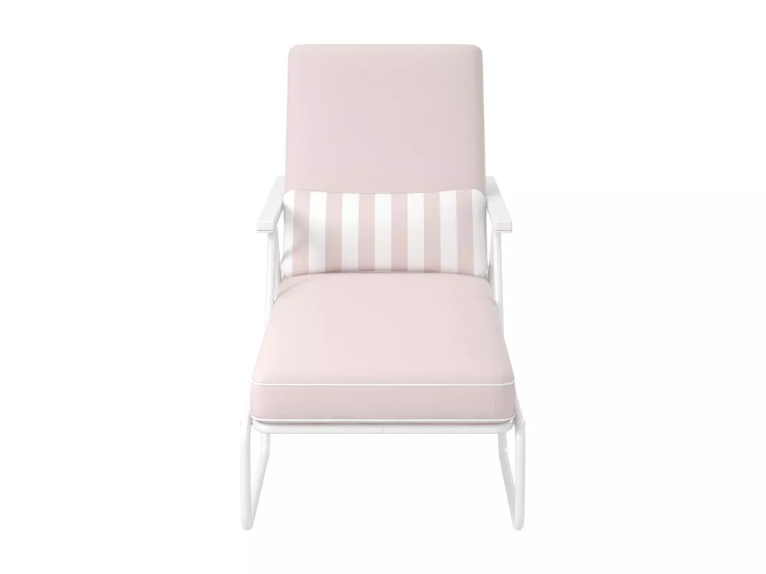 Connie | Chaise longue d'extérieur en oléfine eau de rose et structure en acier
