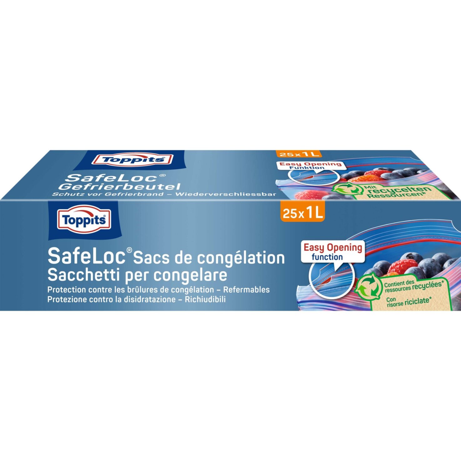 TOPPITS Doppelverschluss-Gefrierbeutel SafeLoc 25 x 1 l