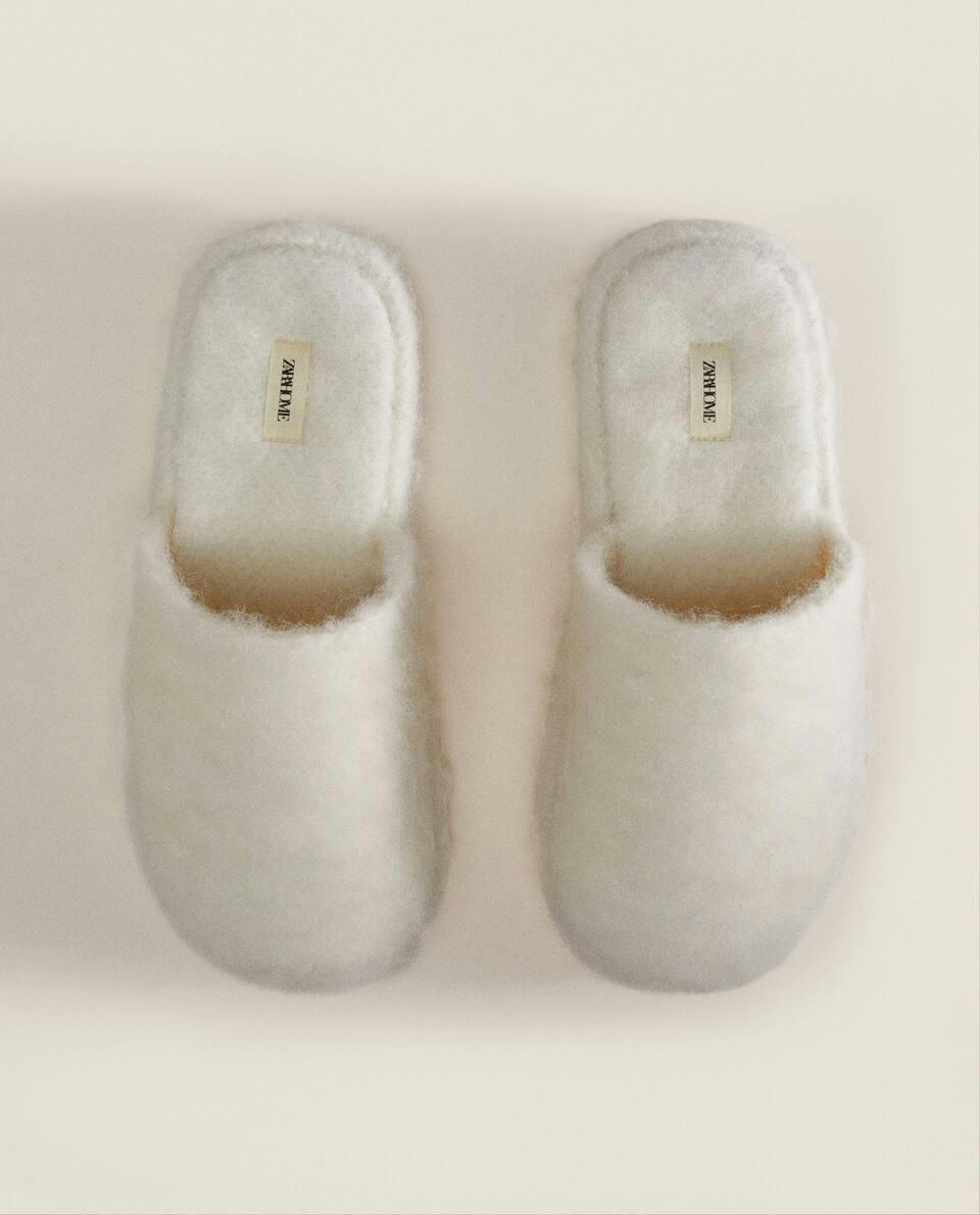 Pantufas quentes de mistura de lã