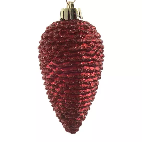 Lot de 6 pommes de pin à suspendre (H8 cm) Alpine Rouge