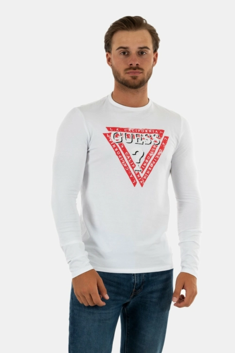 tee shirt manches longues guess jeans jasin cn g011 pure white