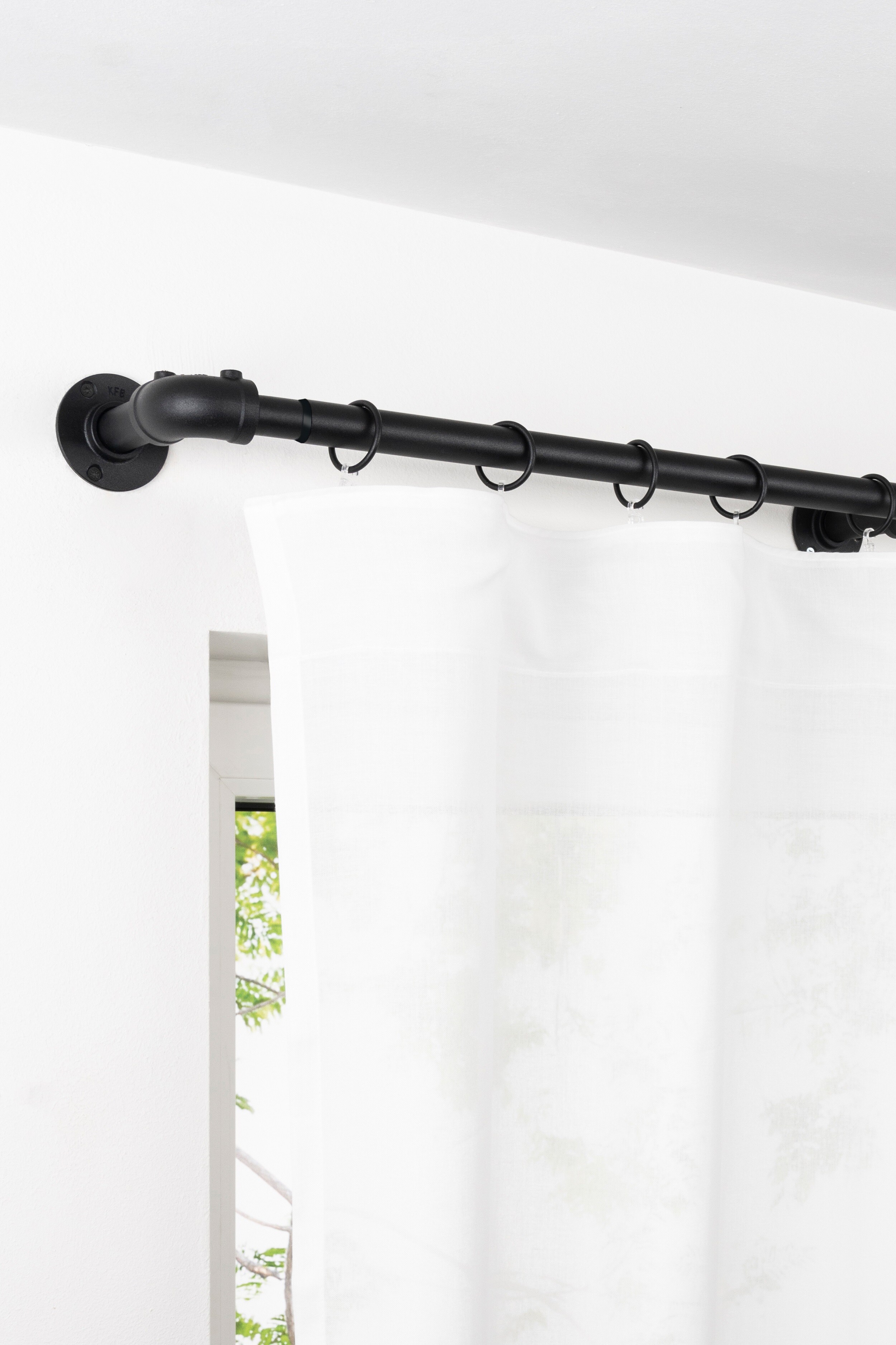 Ondeco Gardinenstange Industrie ausziehbar für Verdunkelungsvorhänge22/25mm Farbe: Schwarz, Größe: 120-210 cm