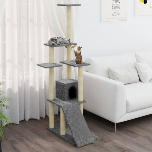 Árvore para gatos Vidaxl com 5 níveis, cinza claro.