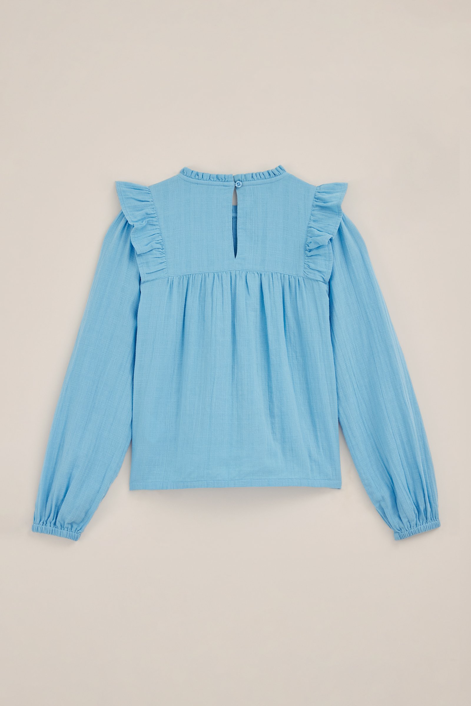 Meisjes blouse met ruches WE Fashion Lichtblauw
