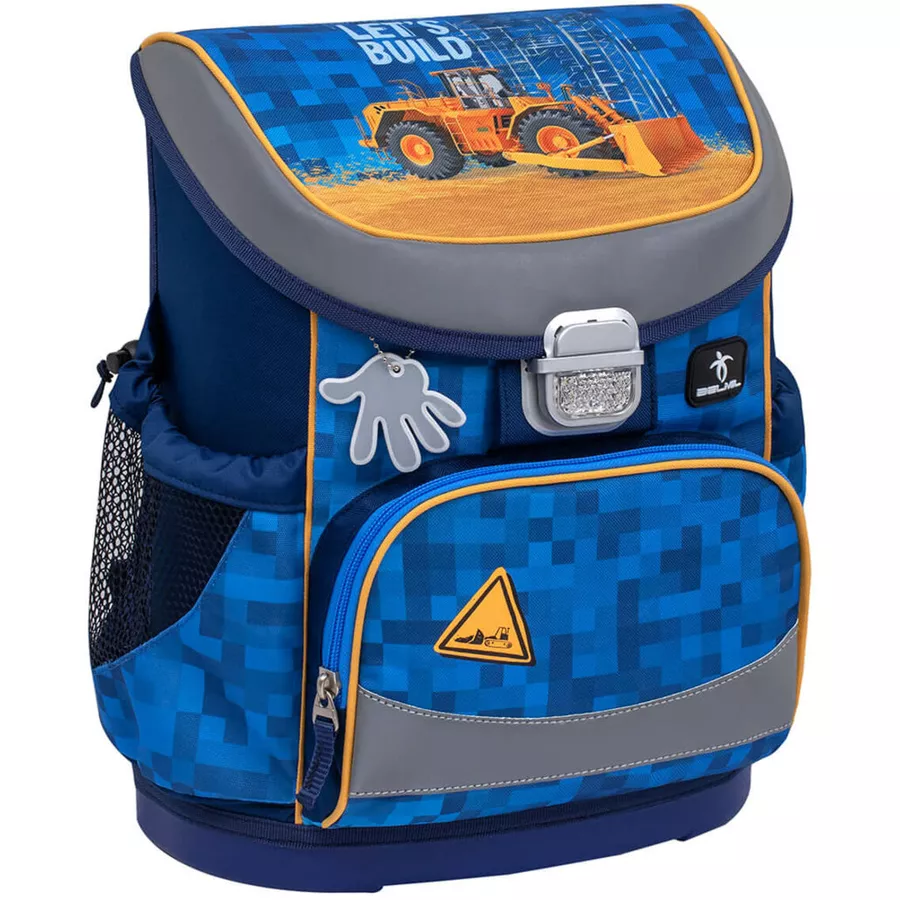 Belmil Schulranzen Mini Fit Schulranzen Set 4-teilig mit Brustgurt Bulldozer