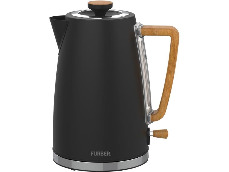 FURBER Wasserkocher Chaplin 1.7 l, Schwarz matt Wasserkocher mit 360°-Sockel mit Kabelaufwicklung