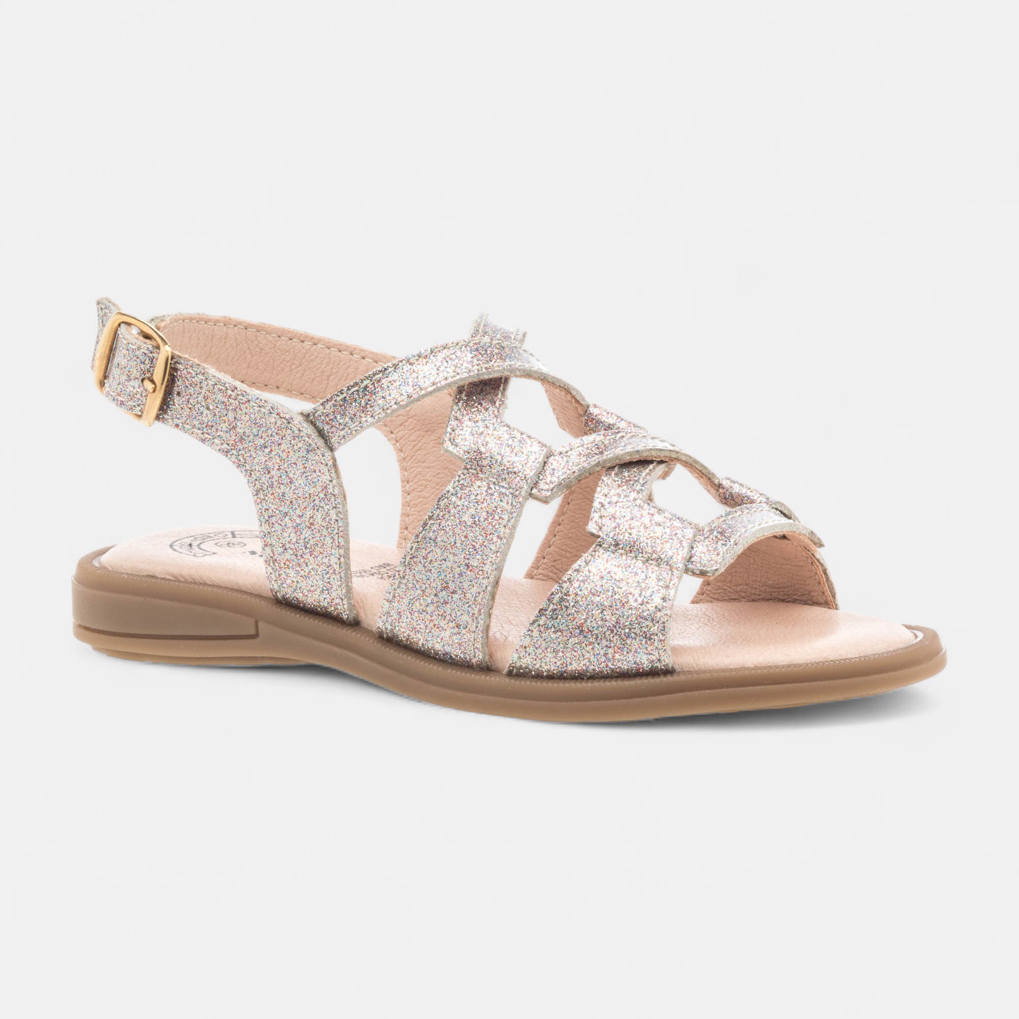 Nu-pieds Fille en cuir rose
