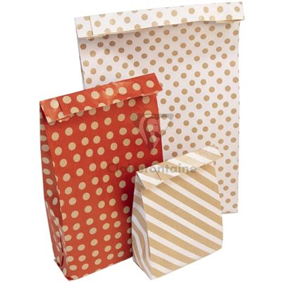 Clairefontaine - 50 Pochettes cadeau kraft - 11 cm x 5 cm x 21 cm - rayures blanches