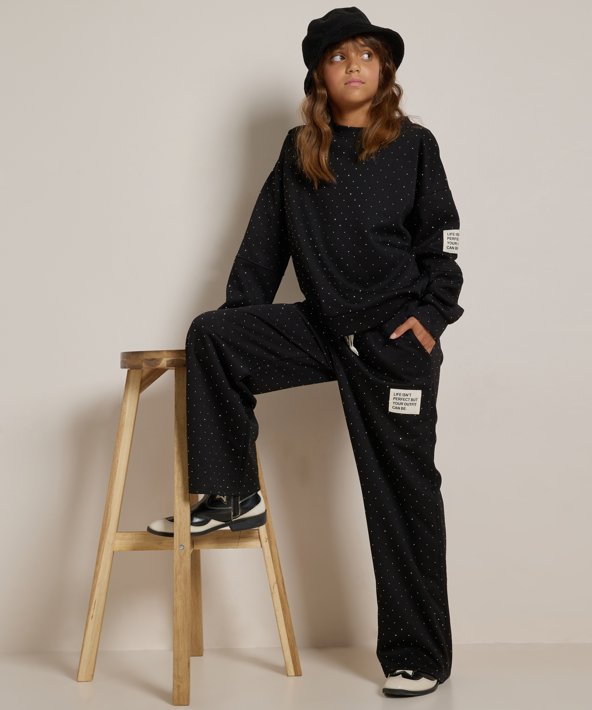 wide fit broek glitters label