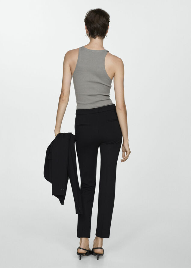 MANGO Pleated suit trousers Black