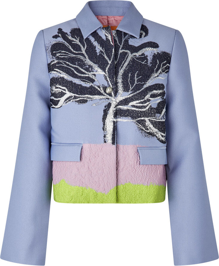 Stine Goya Boxy Straight Jacket, 2269 Woven Jacquard Tree