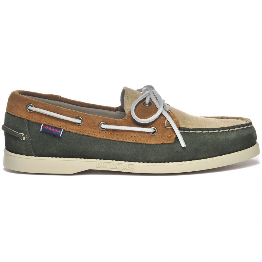 DOCKSIDES PORTLAND JIB GREEN THYME TAUPE-Chaussures bateau pour homme en suede GREEN THYME TAUPE