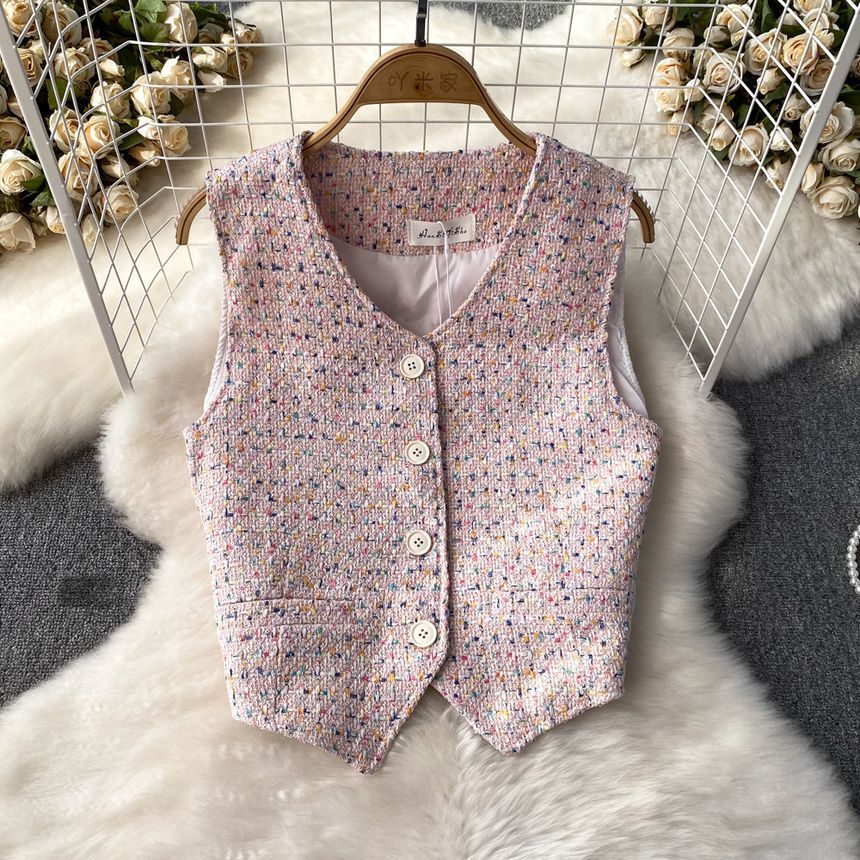 Yearnin - V-hals tweed vest
