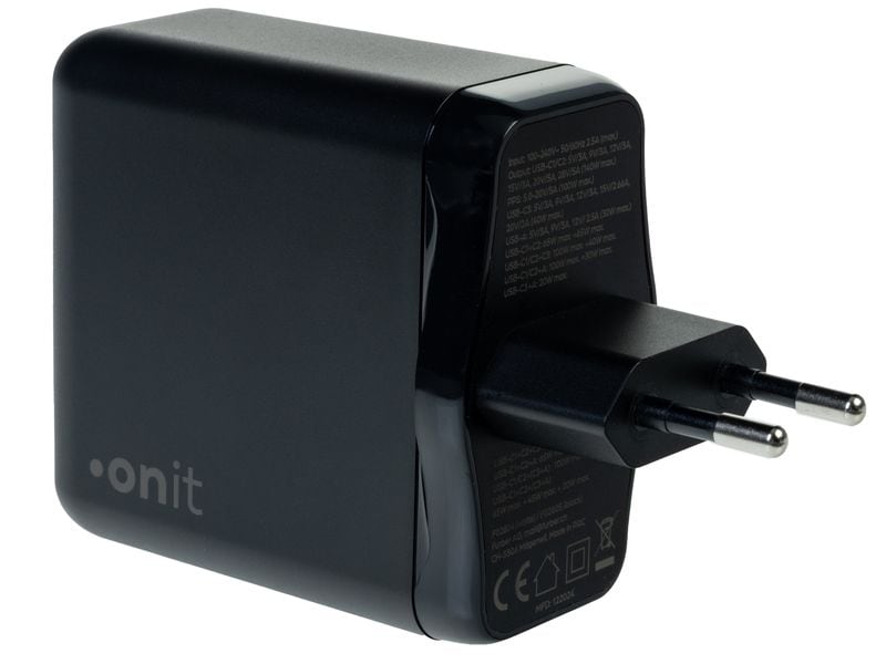 onit USB-Wandladegerät Quad 3C1A 140 W GaN Schwarz Ladeadapter mit drei USB-C-Ports und einem USB-A-Port