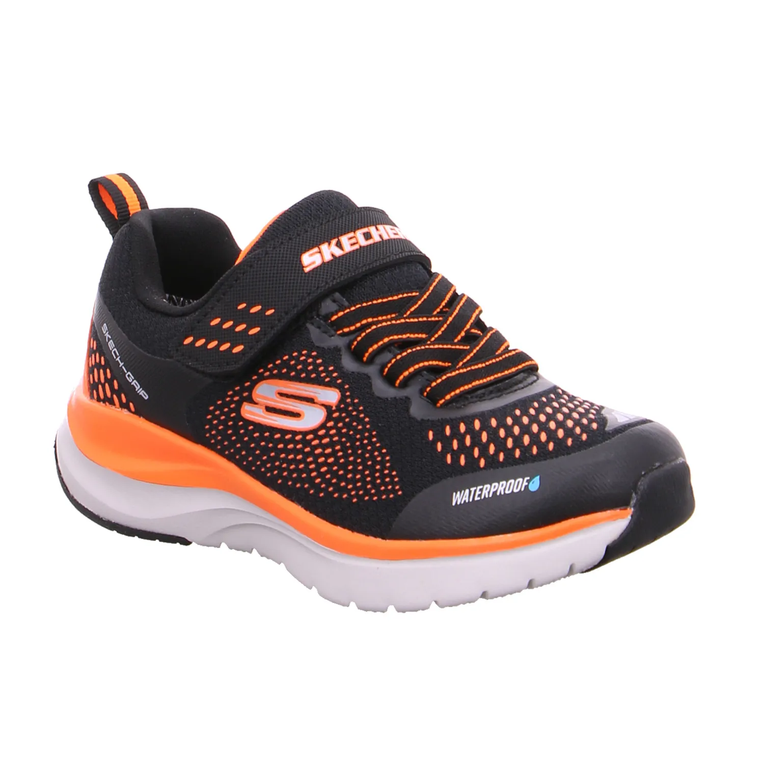 SKECHERS Jungen-Halbschuh Klett Schwarz Textil  Sneaker Waterproof
