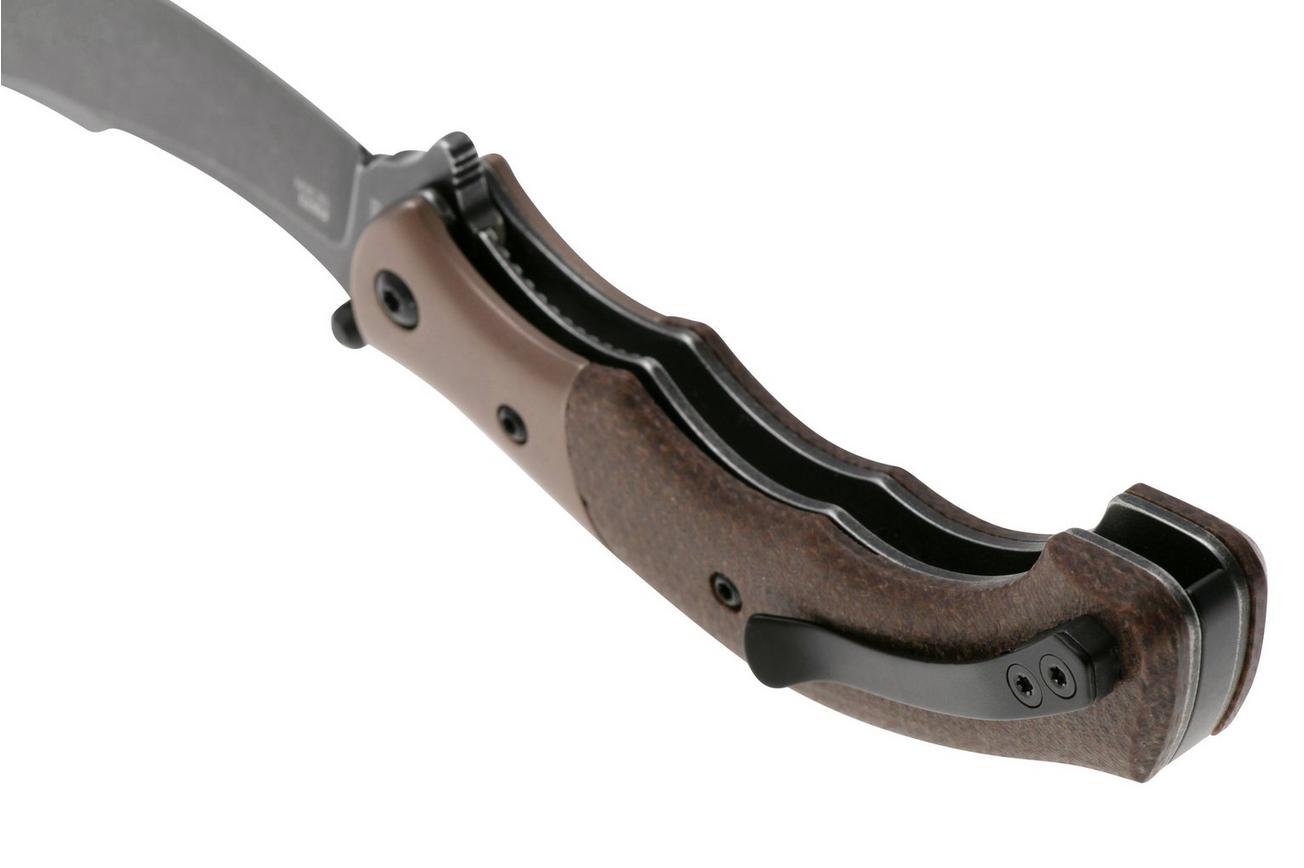 CRKT Ritual Compact 7465 Brown Micarta zakmes, Alan Folts design