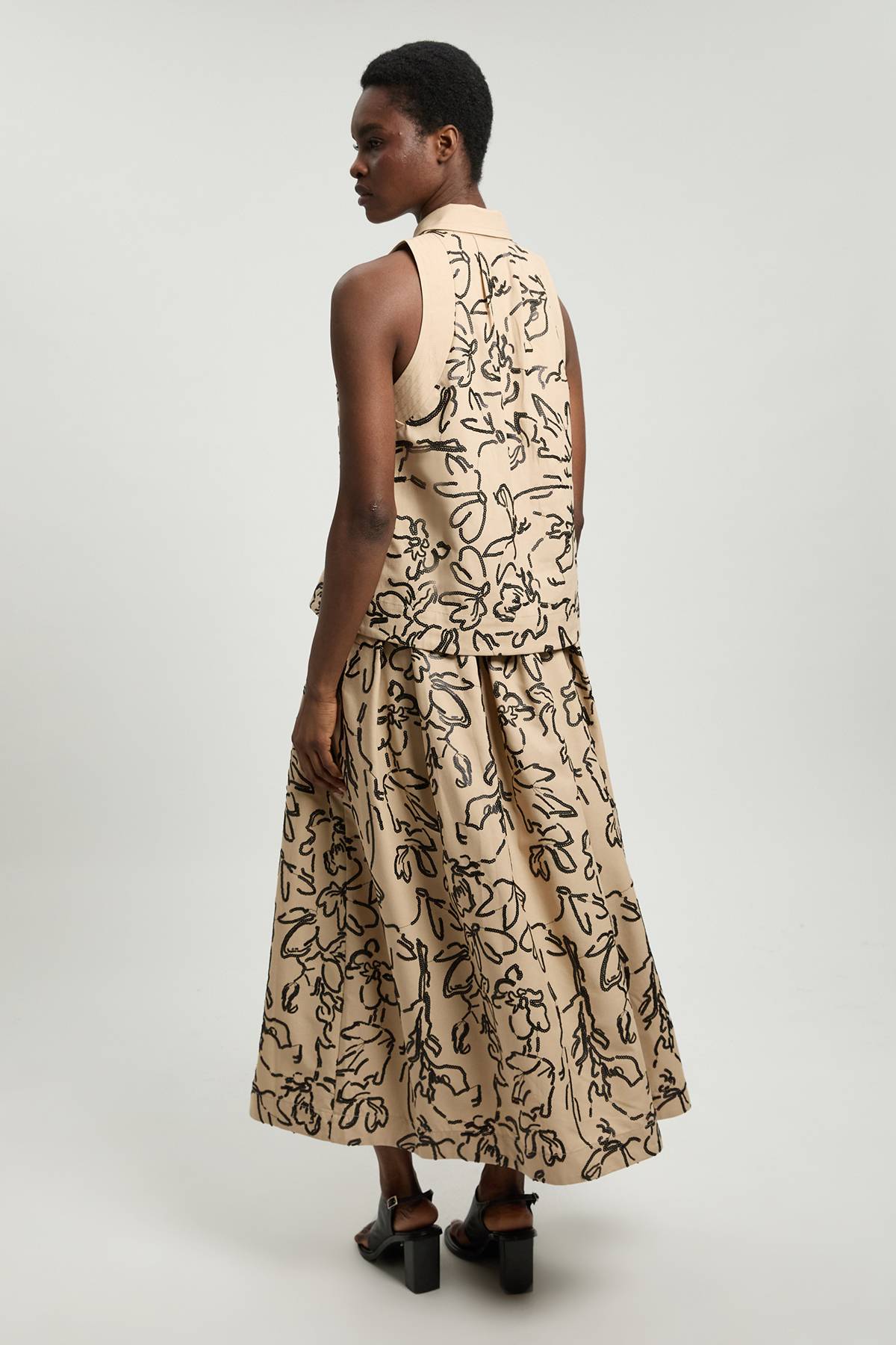 KarenMillen Jupe Midi En Lin Avec Sequins Mats