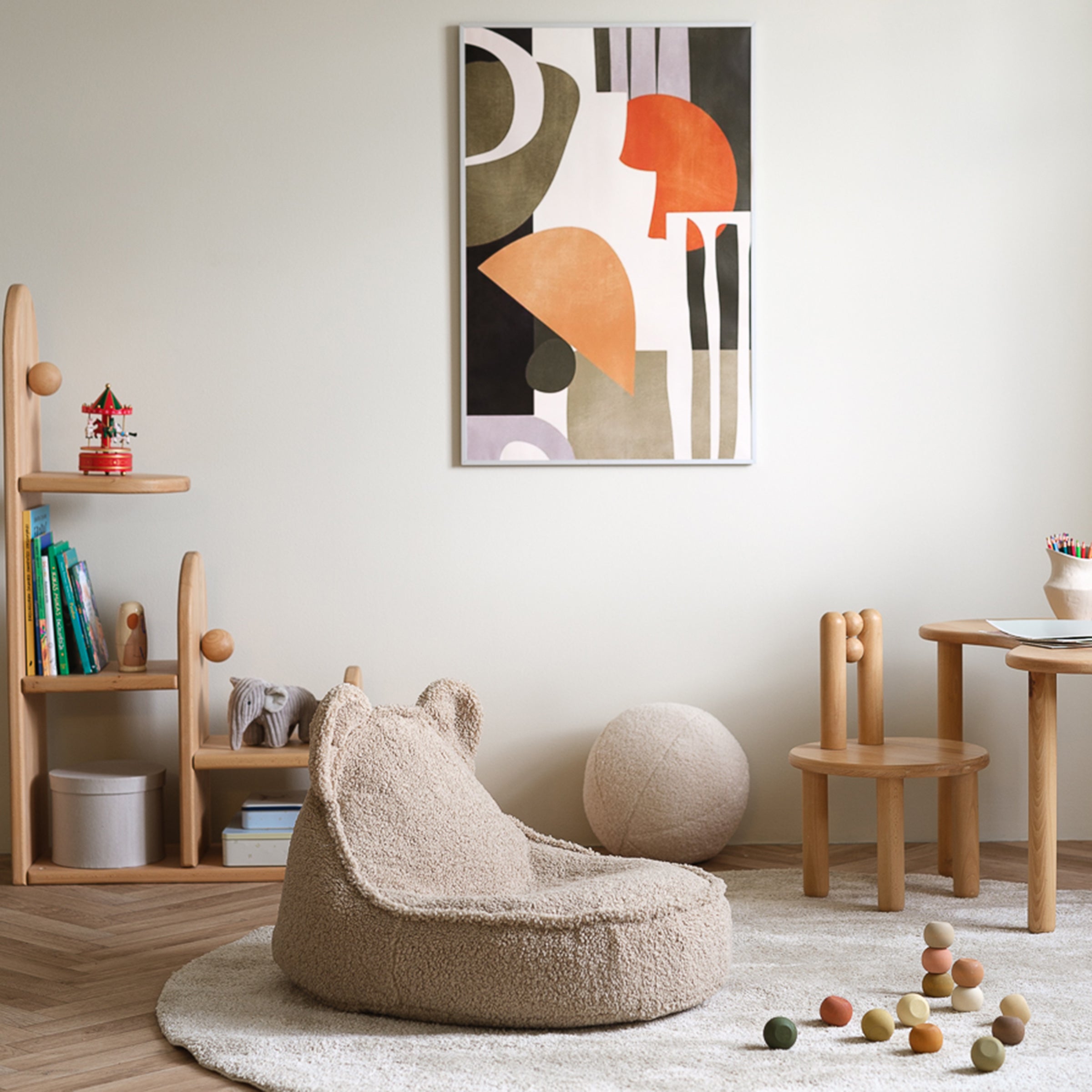 Wigiwama Sitzsack Teddy und Ottoman Set Biscuit