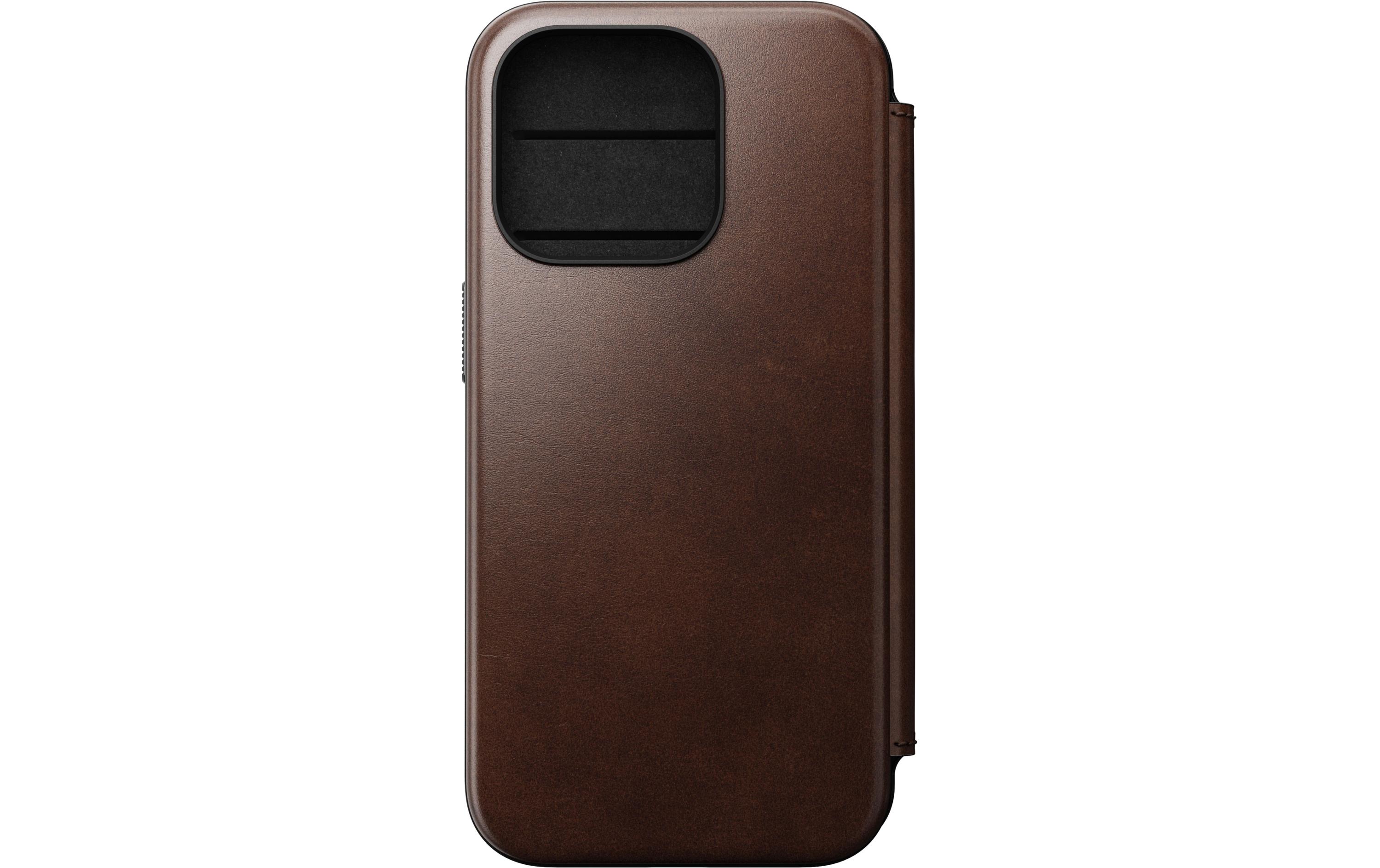 Modern Horween Leather Folio iPhone 15 Pro RostbraunModernes Horween-Leder Folio für das Apple iPhone 15 Pro