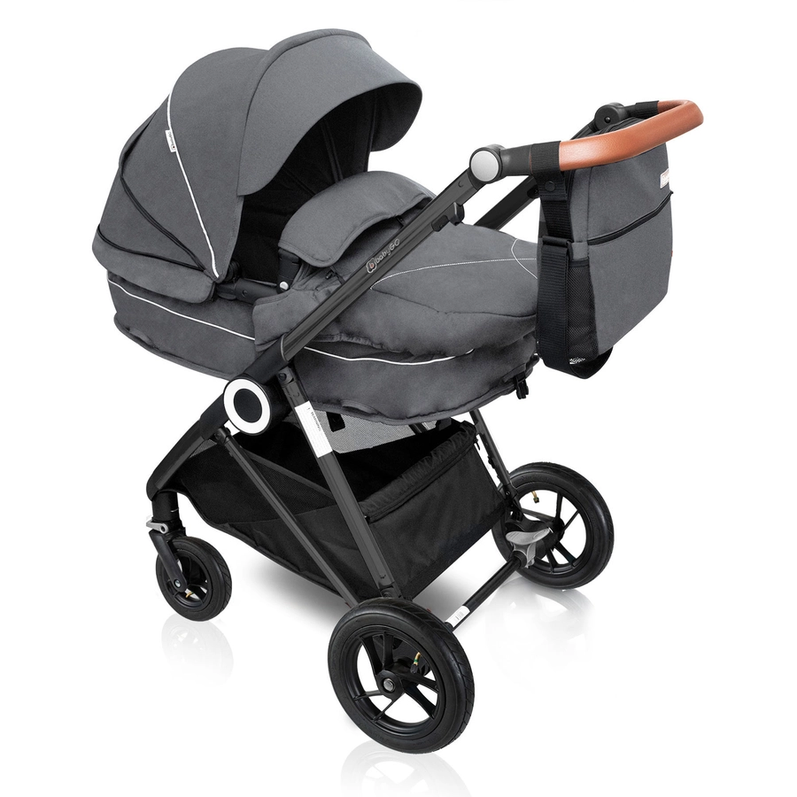 babyGO Kombikinderwagen Halime 3 in 1 Air Black Grey