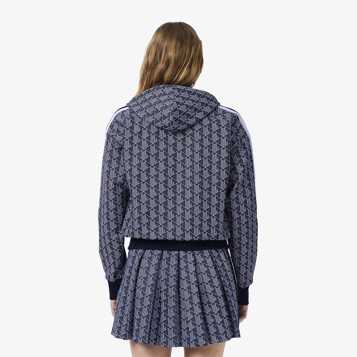 LACOSTE<br>Moletom com capuz em jacquard com monograma e zíper