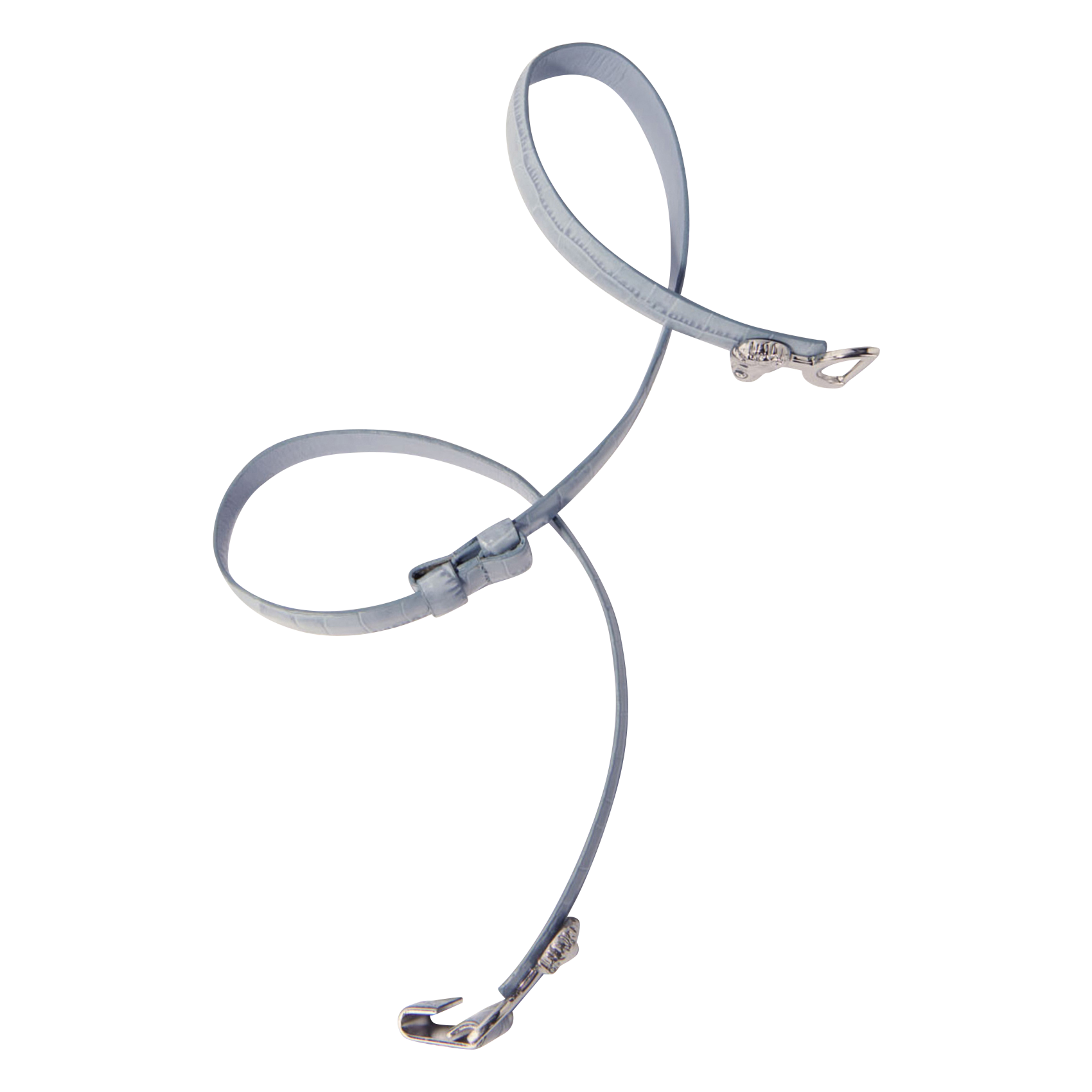 Ceinture fine en cuir embossé croco | Bleu