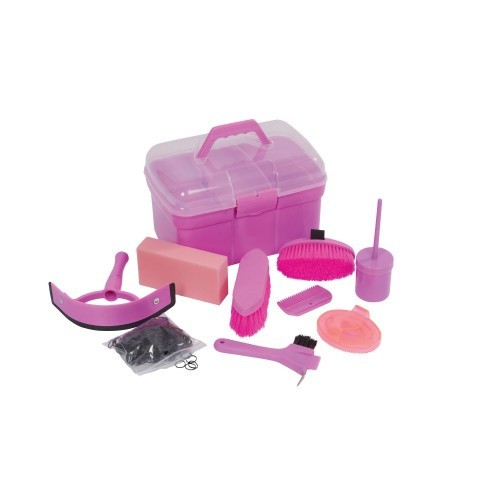 Kit de higiene para cavalos com 10 peças, rosa