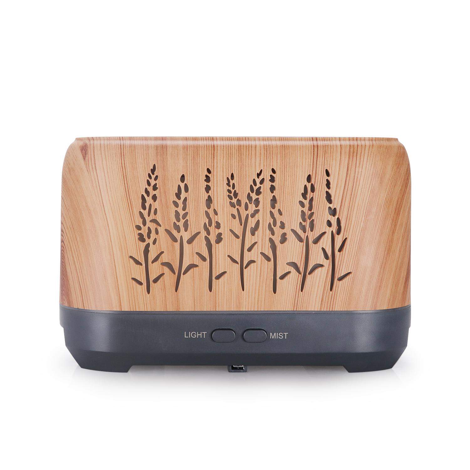 (200ml) Luftbefeuchter Flammen Beleuchtung Aroma Öl Diffuser   Fernbdienung mit LED Beleuchtung - Holz Optik