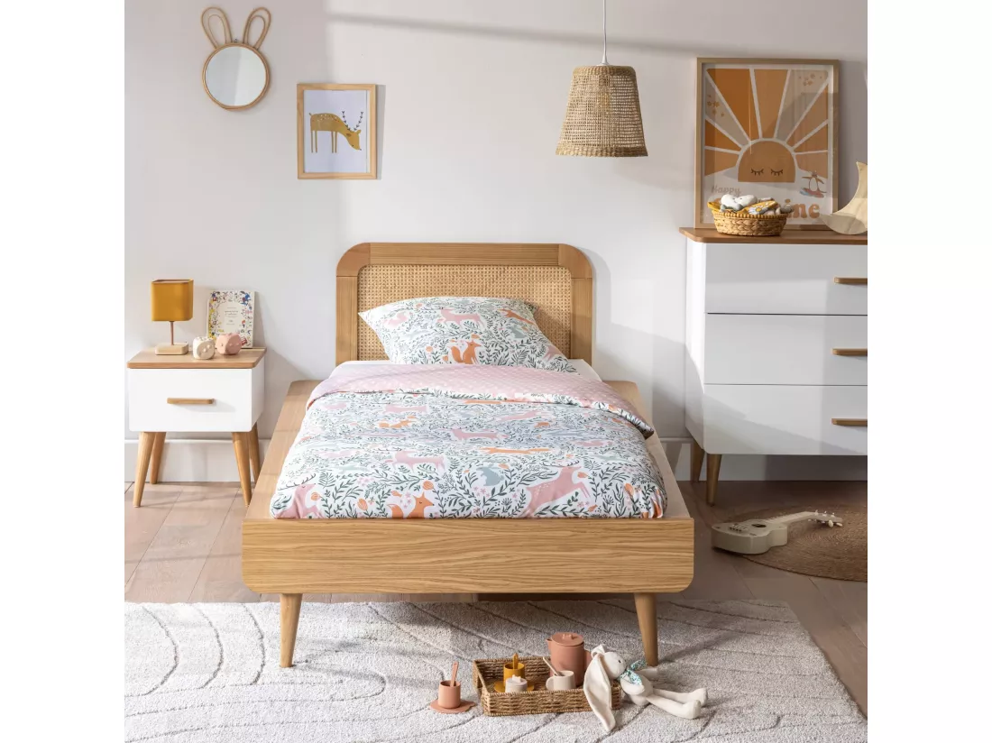 Tête de lit SMOOTHCLOUD 90 cm en cannage et bois naturel