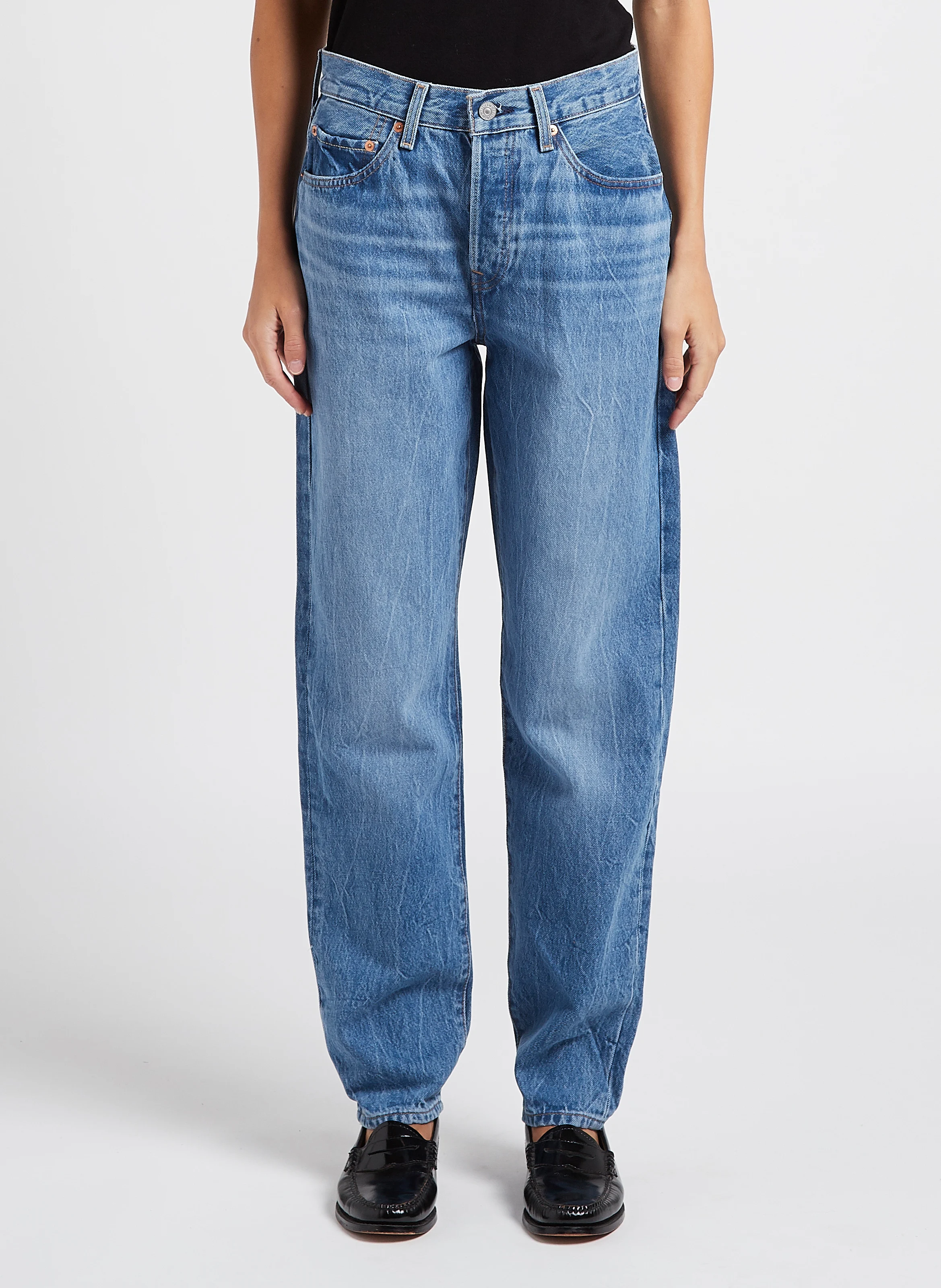 501 81 - Jean boyfriend taille haute en coton| Jean Délavé
