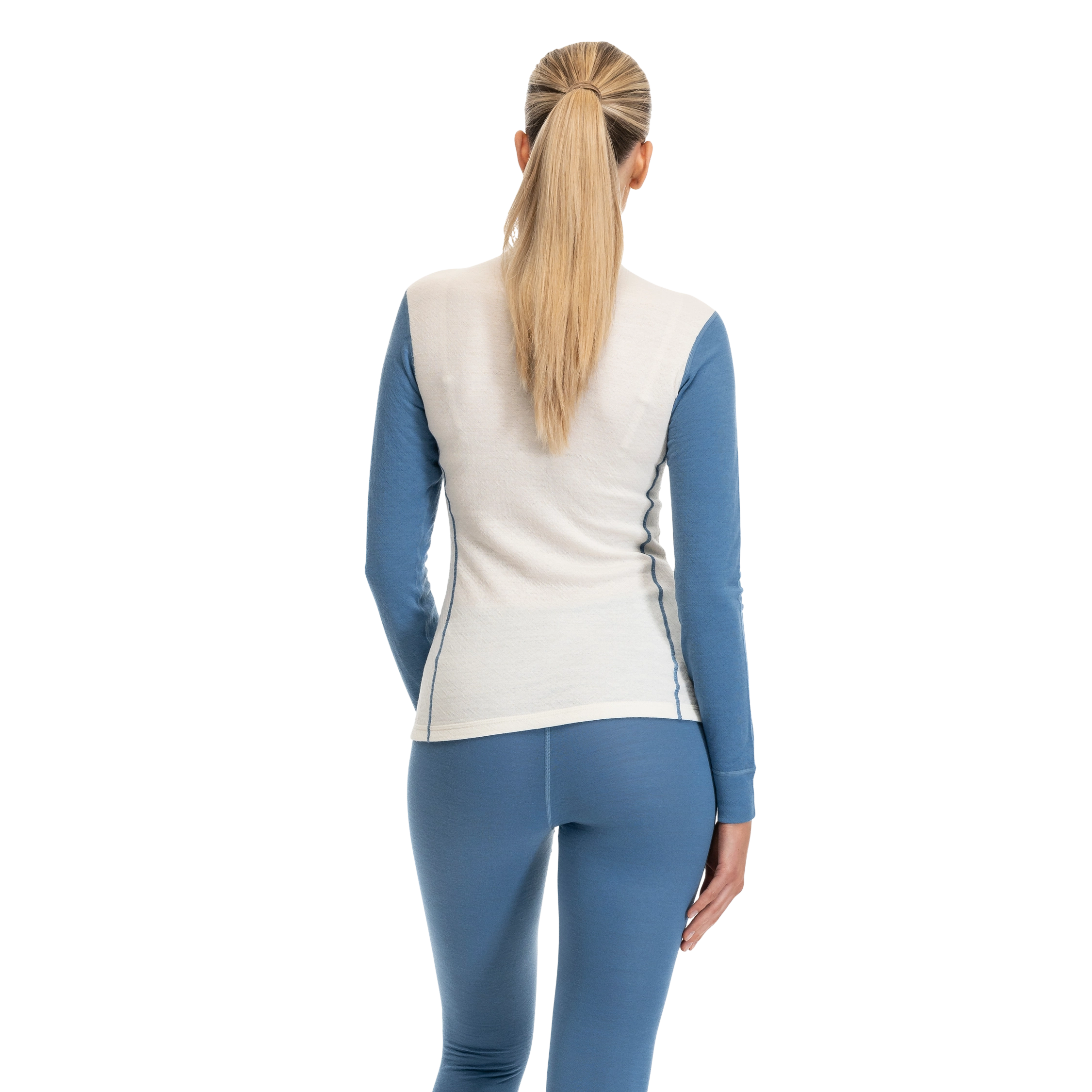 Inner:Dual Merino Half Zip Women Vanilla White / Elemental Blue