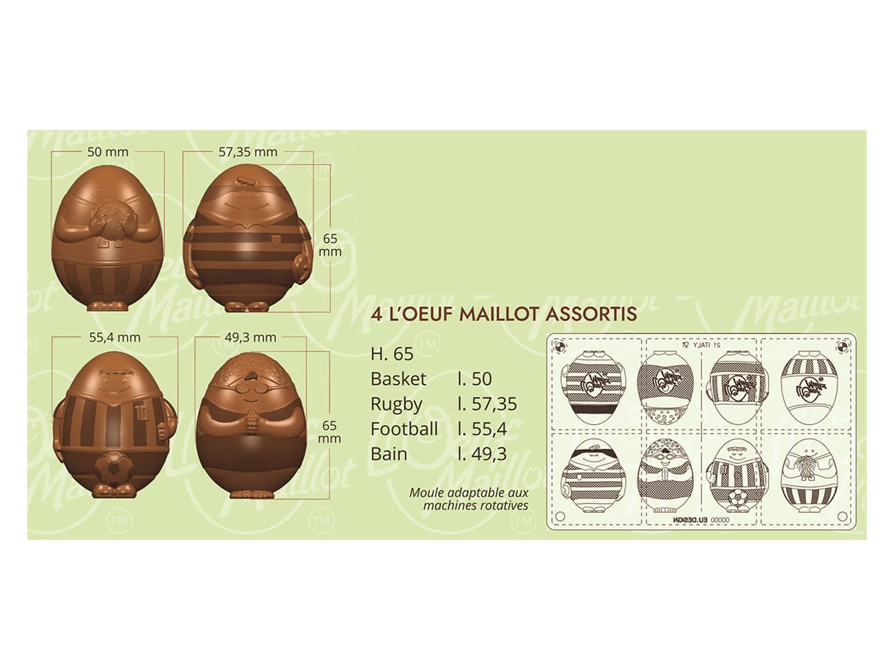 Moule chocolat Oeuf - Bain, basket, foot, rugby - L'Oeuf Maillot