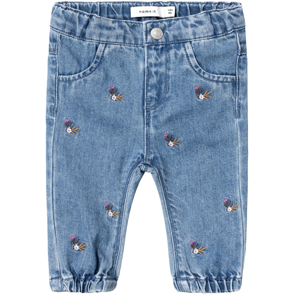 Køb Name It Medium Blue Denim Rose Shaped Embellished Jeans