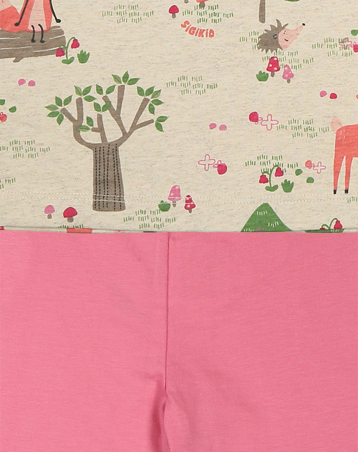 Schlafanzug WALDTIERE 2-teilig lang in natur/pink