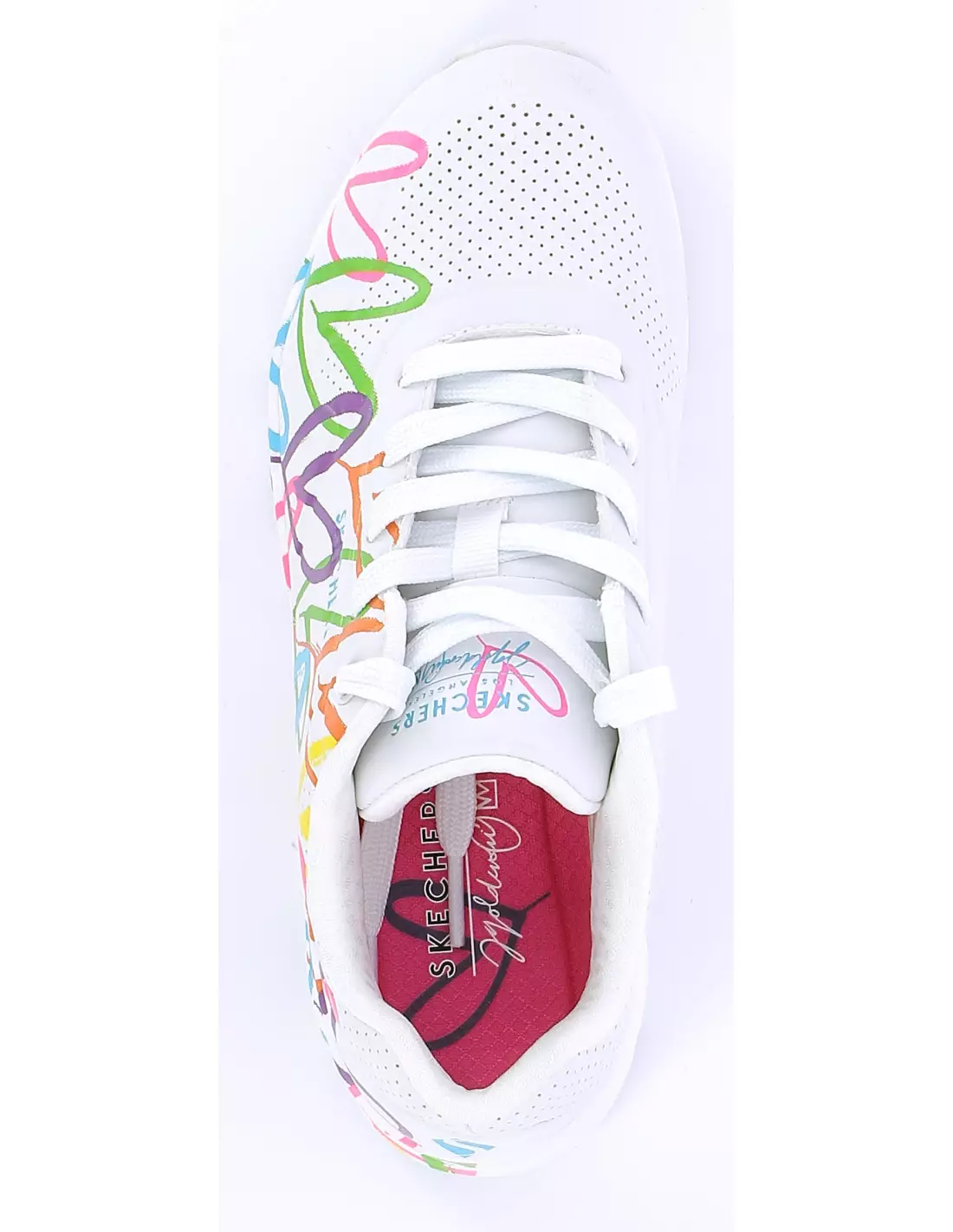 SKECHERS UNO - Baskets WHITEANDMULTIHEARTPRINTDURALEATHER