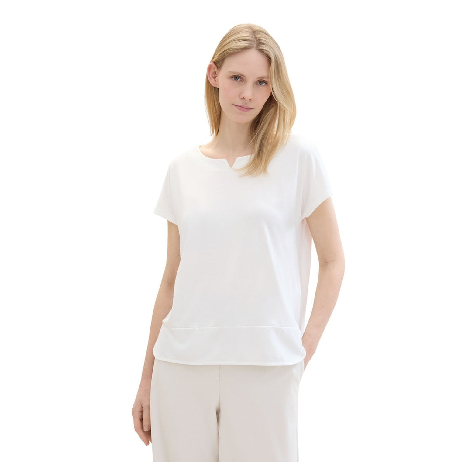 Tom Tailor T-shirt fabric mix crew neck