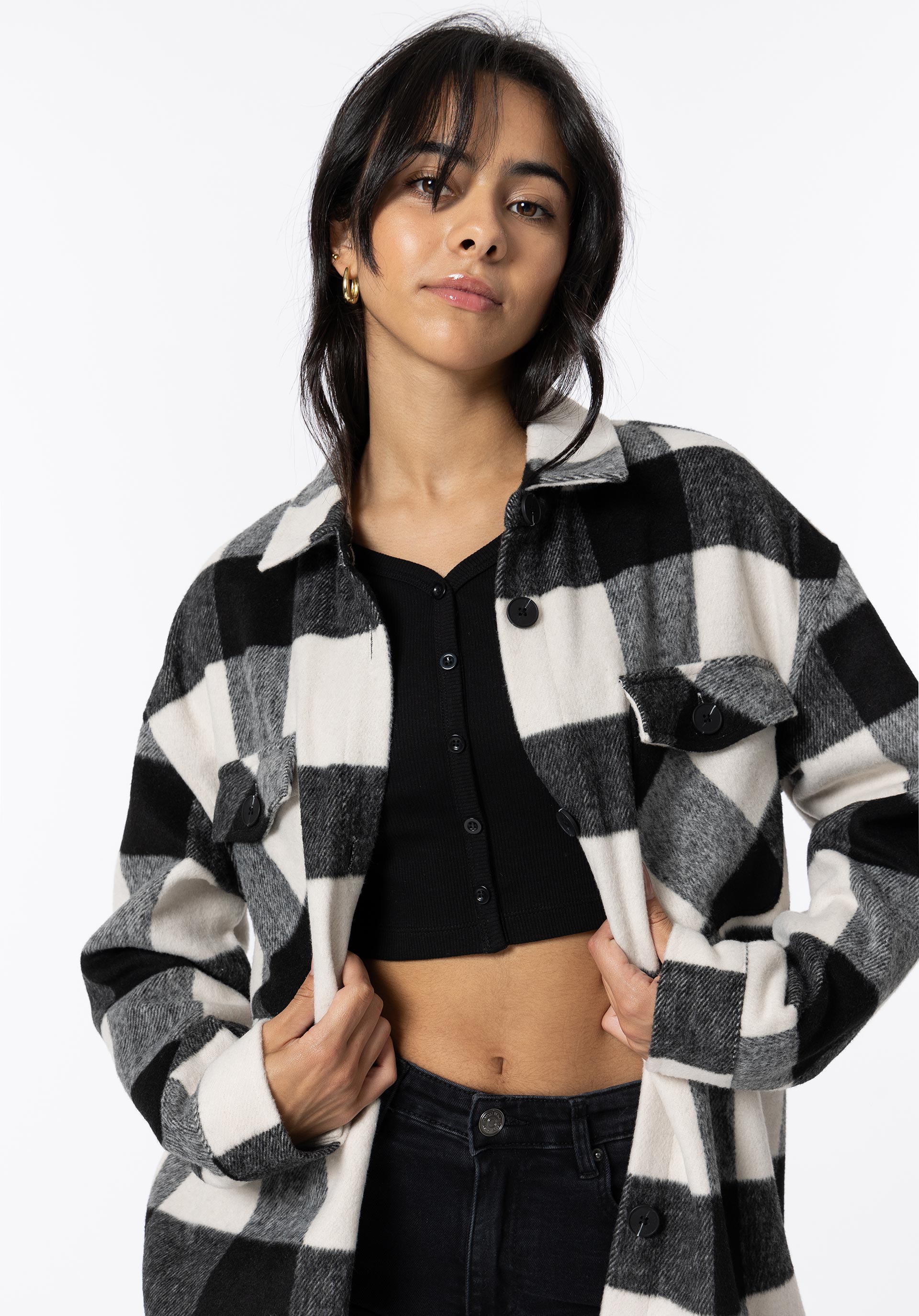 Casaco Shacket Xadrez Toque Suave