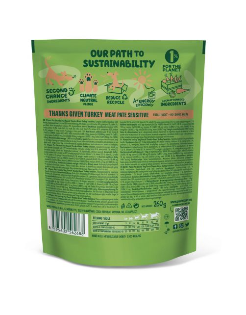Planet Pet Society Dog Pouch Thanks Given Sensitive - Hondenvoer - Kalkoen 260 g