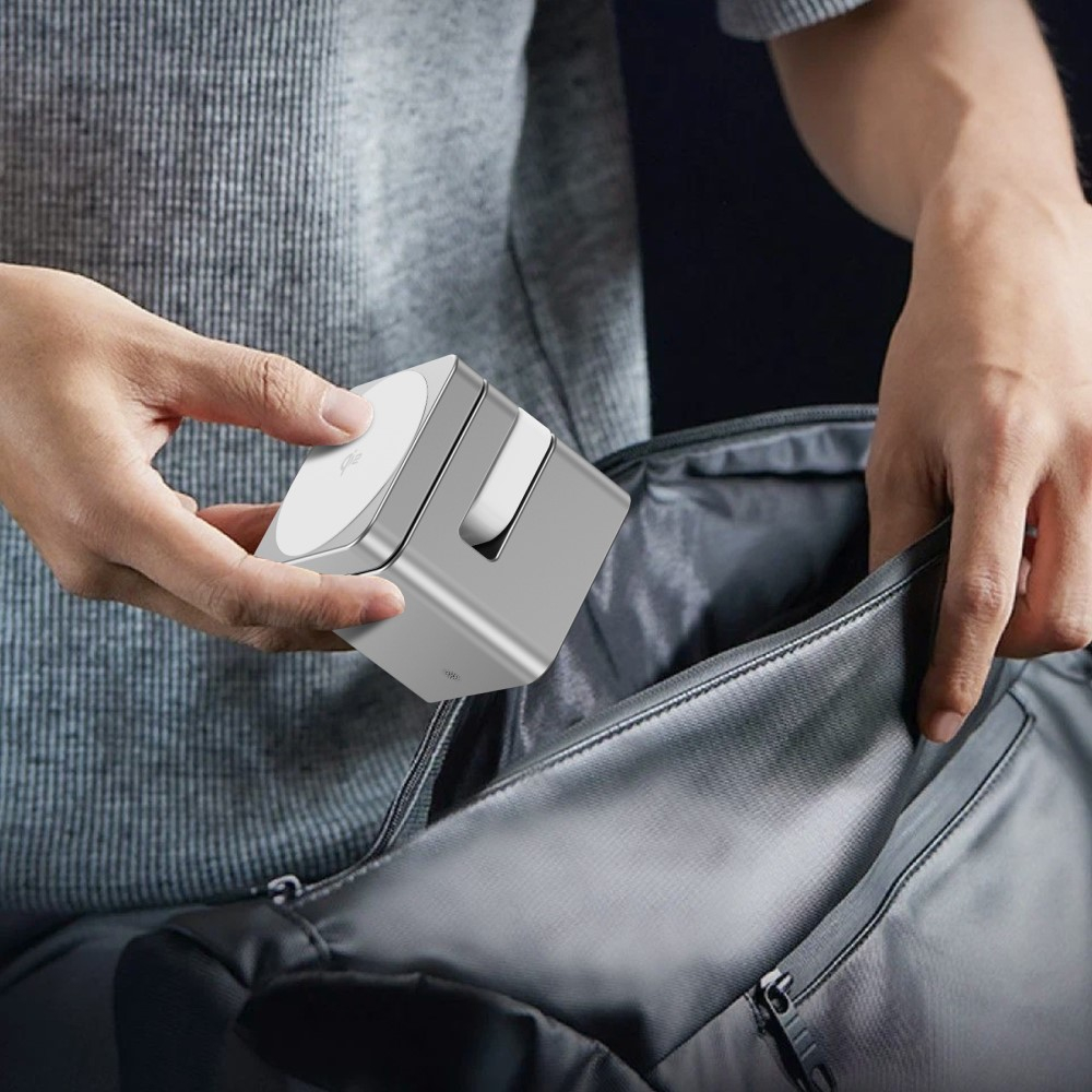 (15W) 3in1 Magnetisches Ladegerät Qi2 Wireless Charger Ladestation für Apple iPhone / Apple Airpods / Apple Watch - Silber