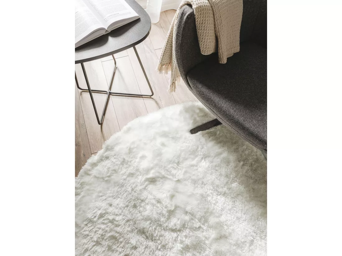 Tapis à poils longs Whisper Blanc ø 80 cm rond
