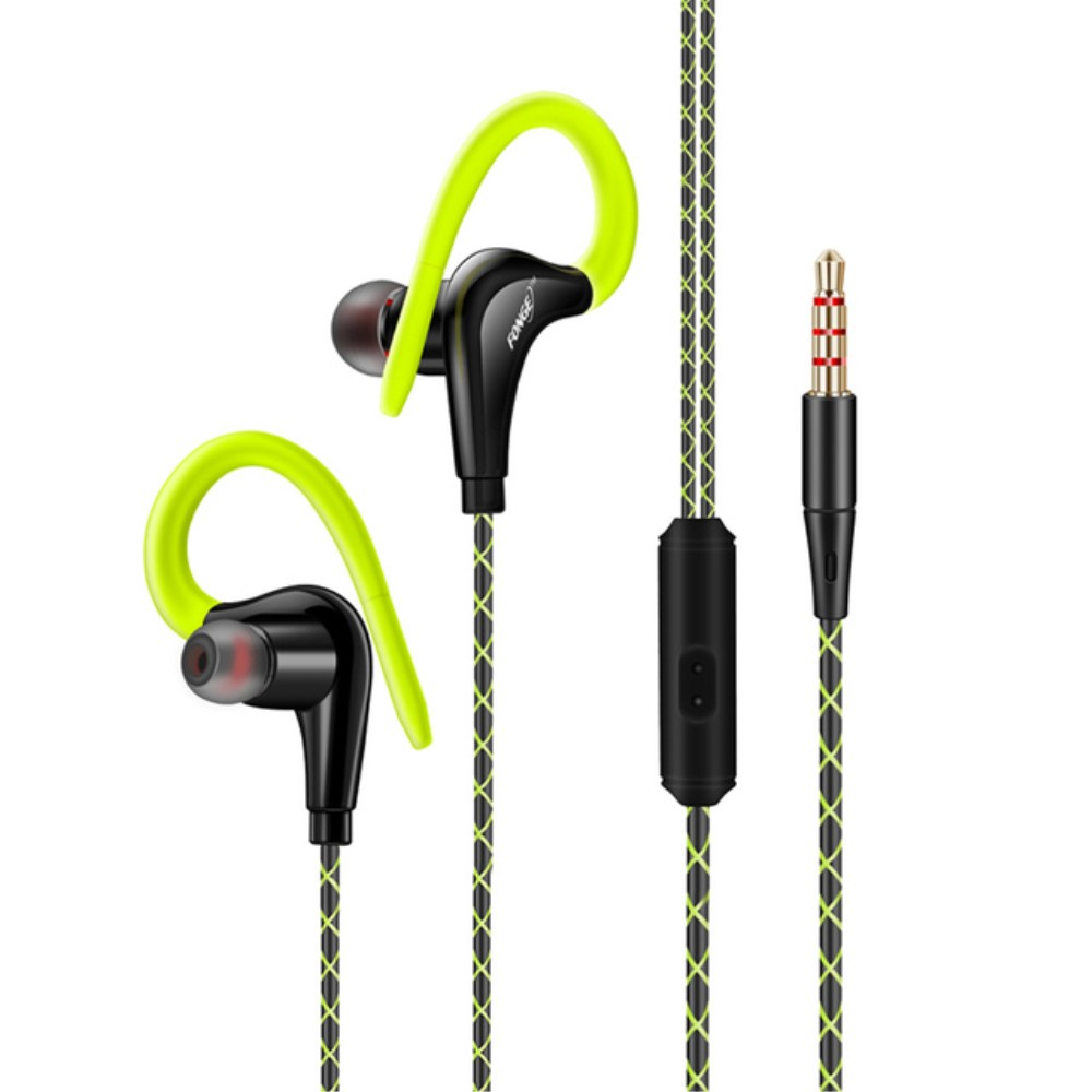In-Ear Sport Kopfhörer Headset 3.5mm Klinken Anschluss mit Mikrofon   Ohrbügel - Grün