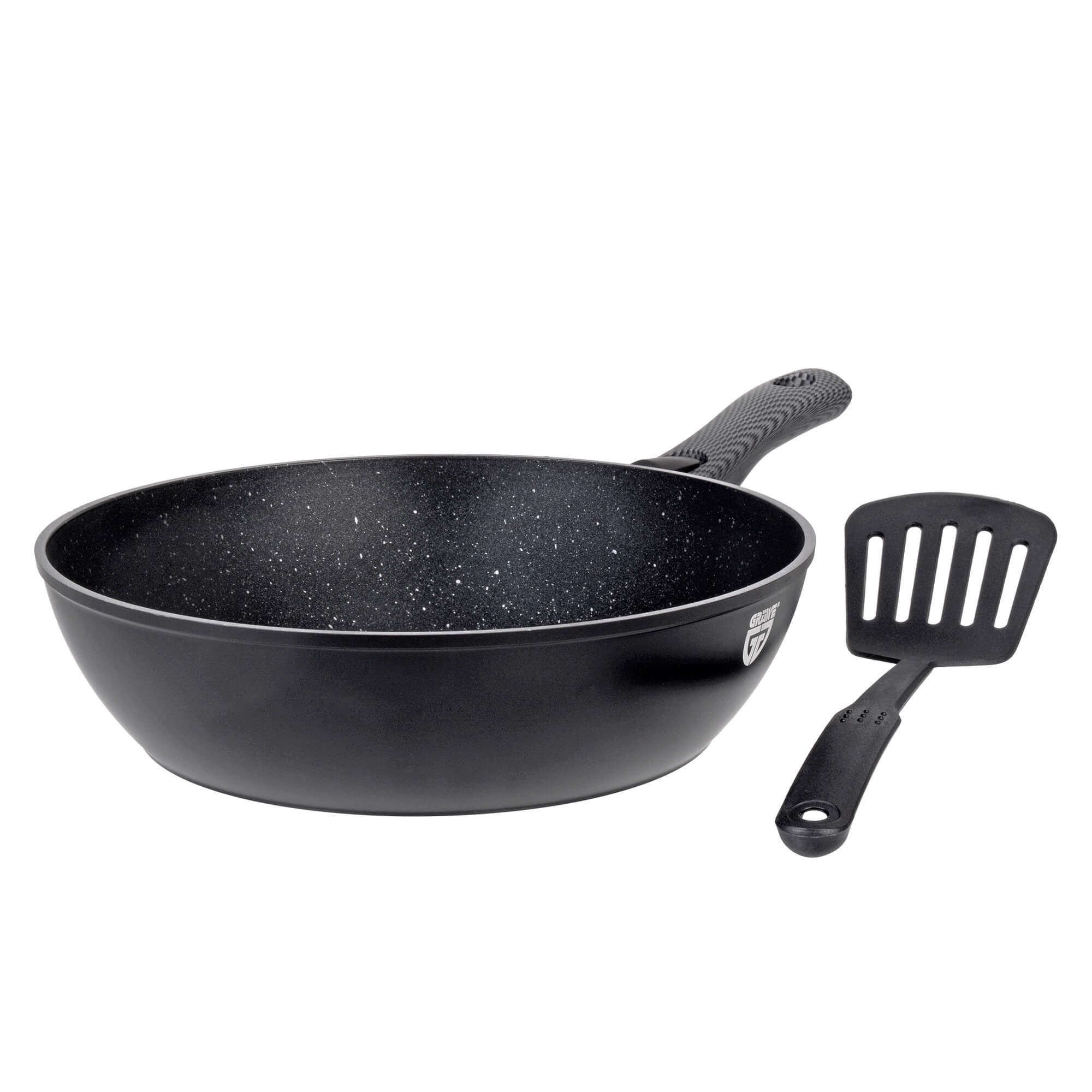 GRÄWE Alu Pfanne 28 cm, abnehmbarer Griff mit Pfannenwender Alu-Line