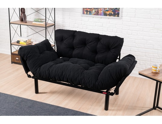 CONCEPT1 - Canapé lit Nitta 2 places noir 155 x 70 x h85