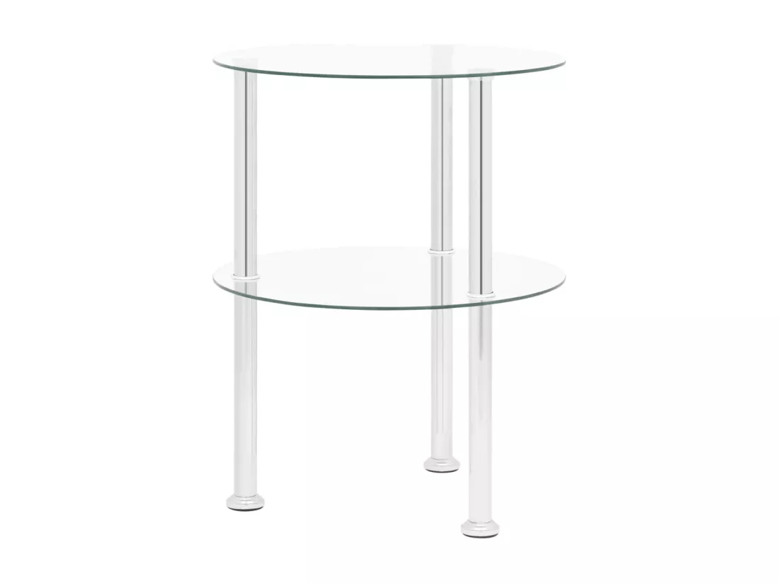Table d'appoint 2 niveaux Transparent 38 cm Verre trempé