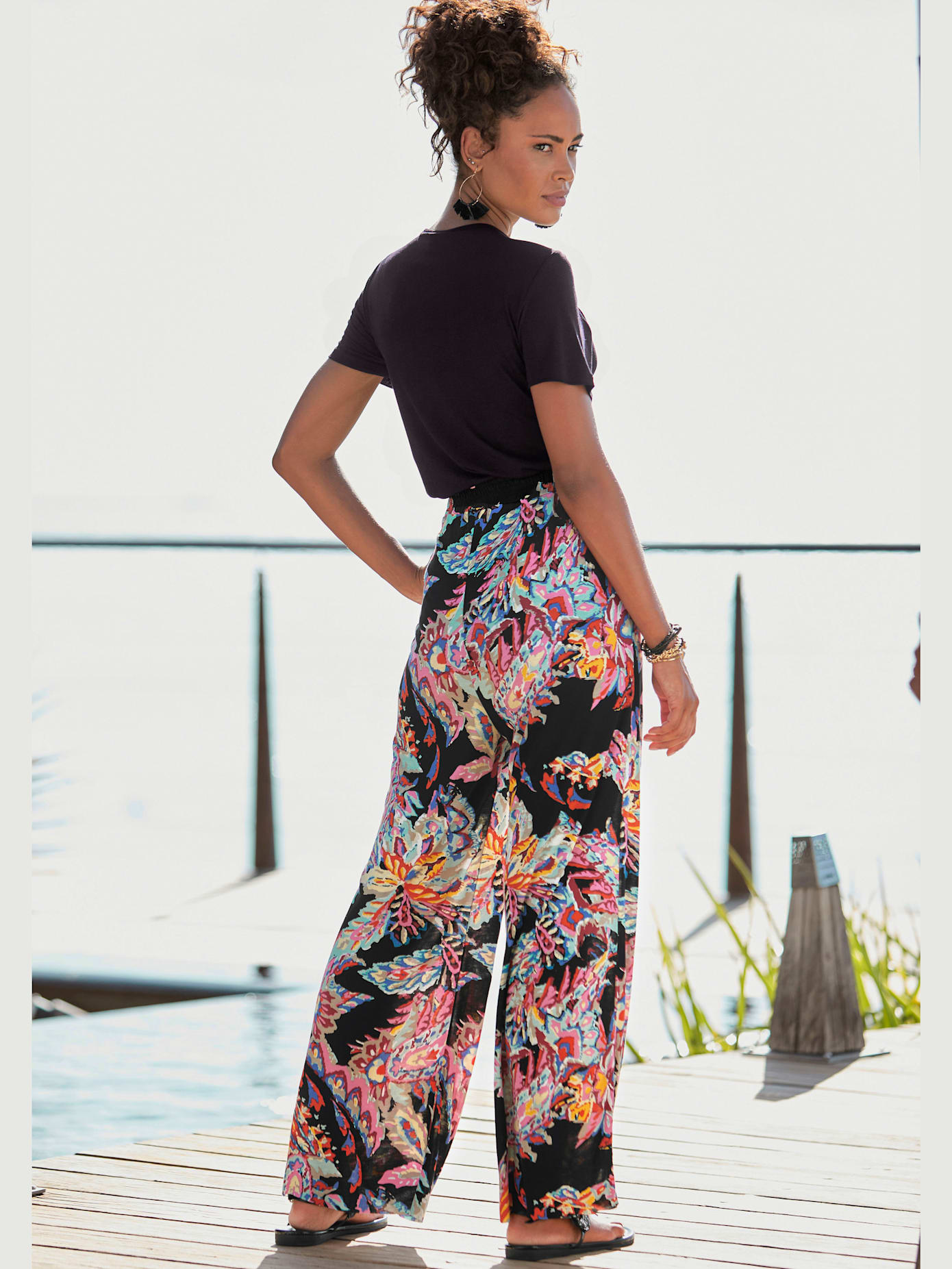 Pantalon ceinture lisse devant