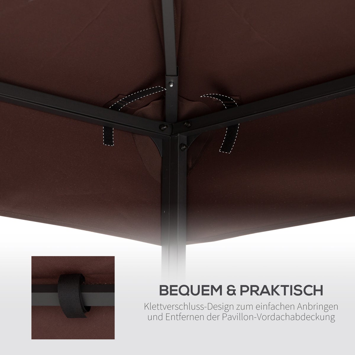 Outsunny vervangingsdak, prieeldak voor metalen prieel, 3x3m, polyester, koffie