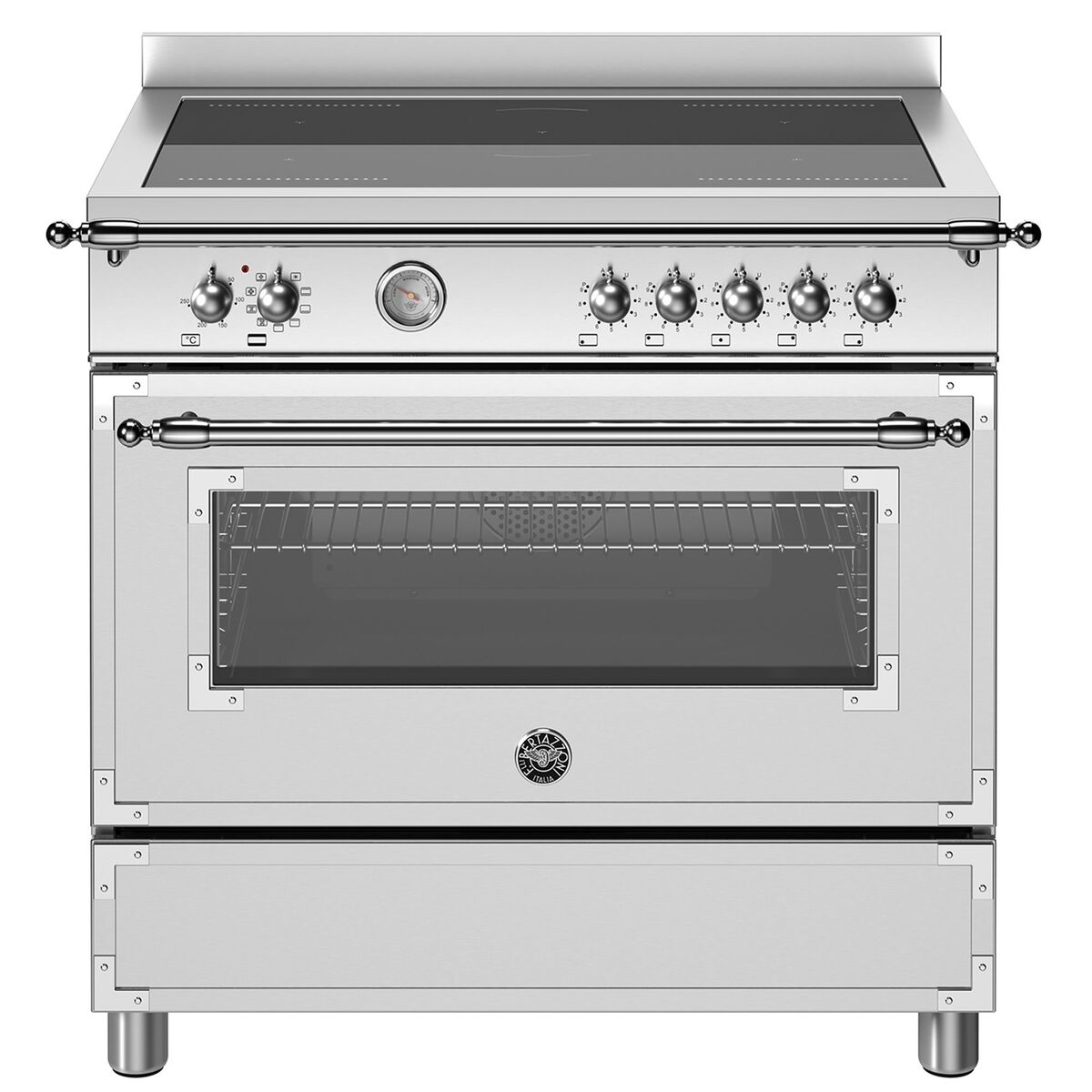 Heritage induksjonstopp med enkel ovn 5 soner 90 cm, rustfritt stål