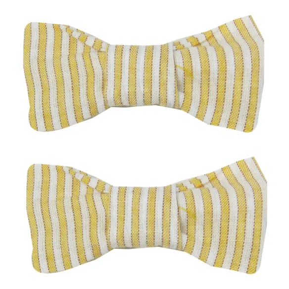 La Petite Collection Set 2 Barrettes Noeuds Rayées | Jaune
