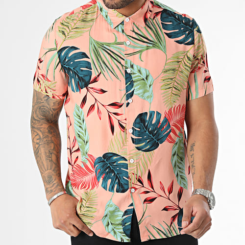 Chemise Manches Courtes Floral Rose