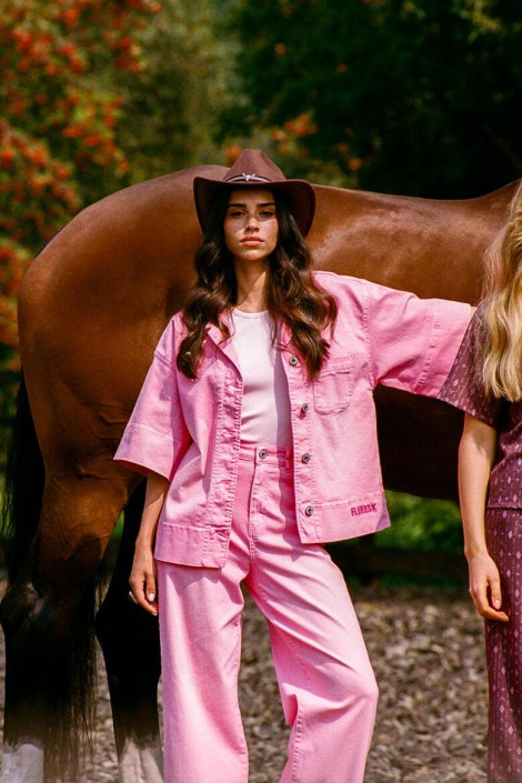 Fluresk roze dames jas